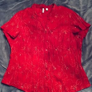 St Johns Bay 3x Red button up shirt with stitching